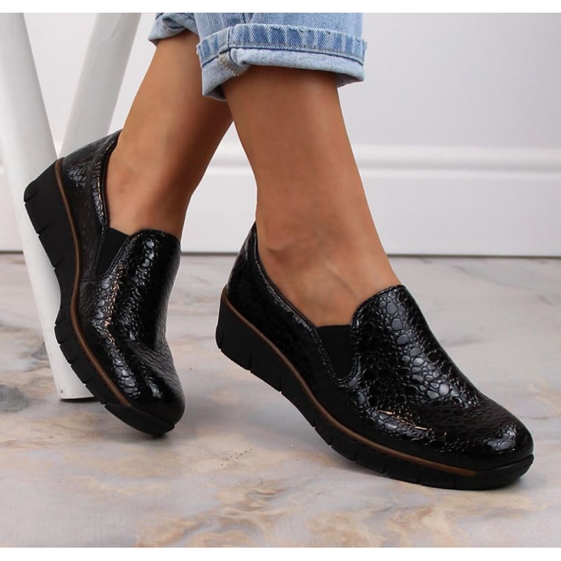 Chaussures confortables Rieker W RKR166C crocodile noir 1