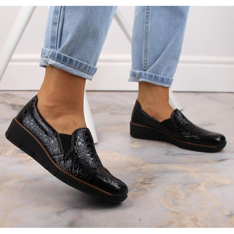 Chaussures confortables Rieker W RKR166C crocodile noir 2