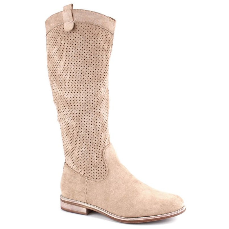 Boots daim ajouré Vinceza W JAN234B beige 1