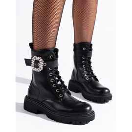 Ouvrières Shelovet avec une boucle en cristal le noir 1