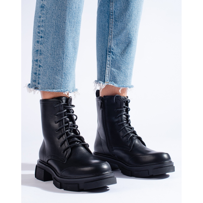 Chaussures à lacets Shelovet pour femmes noires 1