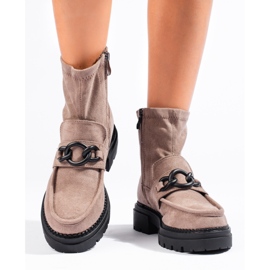 Bottines compensées beiges femme brun 4