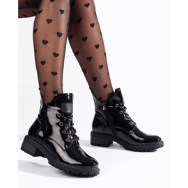 Bottines laquées noires femme Vinceza 1