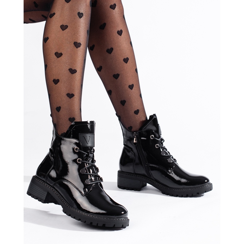 Bottines laquées noires femme Vinceza 1