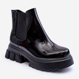 Bottines Chelsea Worker Laquées Femme Noir Brizora le noir 1