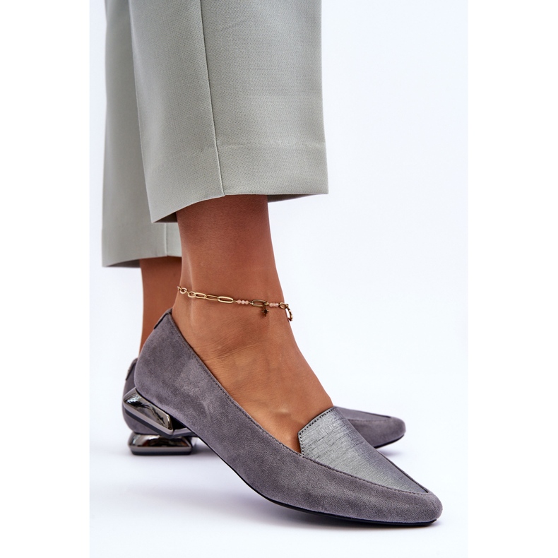 PD1 Ballerines Plates en Daim Lox Gris 1