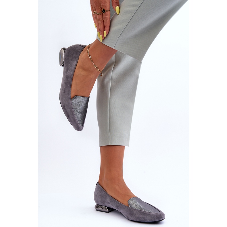 PD1 Ballerines Plates en Daim Lox Gris 2