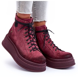 Bottes En Daim Sur Une Plateforme Massive Maciejka 06309-23 Bordeaux rouge 9