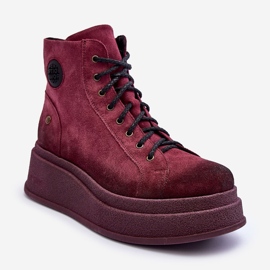 Bottes En Daim Sur Une Plateforme Massive Maciejka 06309-23 Bordeaux rouge 1