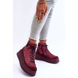 Bottes En Daim Sur Une Plateforme Massive Maciejka 06309-23 Bordeaux rouge 3