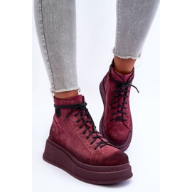 Bottes En Daim Sur Une Plateforme Massive Maciejka 06309-23 Bordeaux rouge 5
