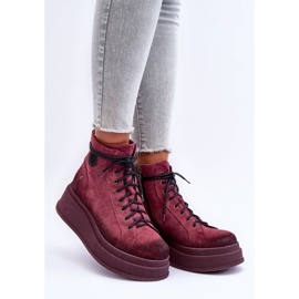 Bottes En Daim Sur Une Plateforme Massive Maciejka 06309-23 Bordeaux rouge 2