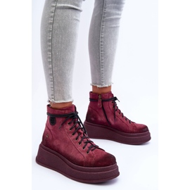 Bottes En Daim Sur Une Plateforme Massive Maciejka 06309-23 Bordeaux rouge 7