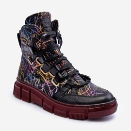 Bottines Plates à Lacets en Cuir Maciejka 06158-01 Noir 1