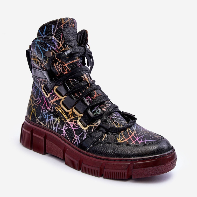 Bottines Plates à Lacets en Cuir Maciejka 06158-01 Noir 1