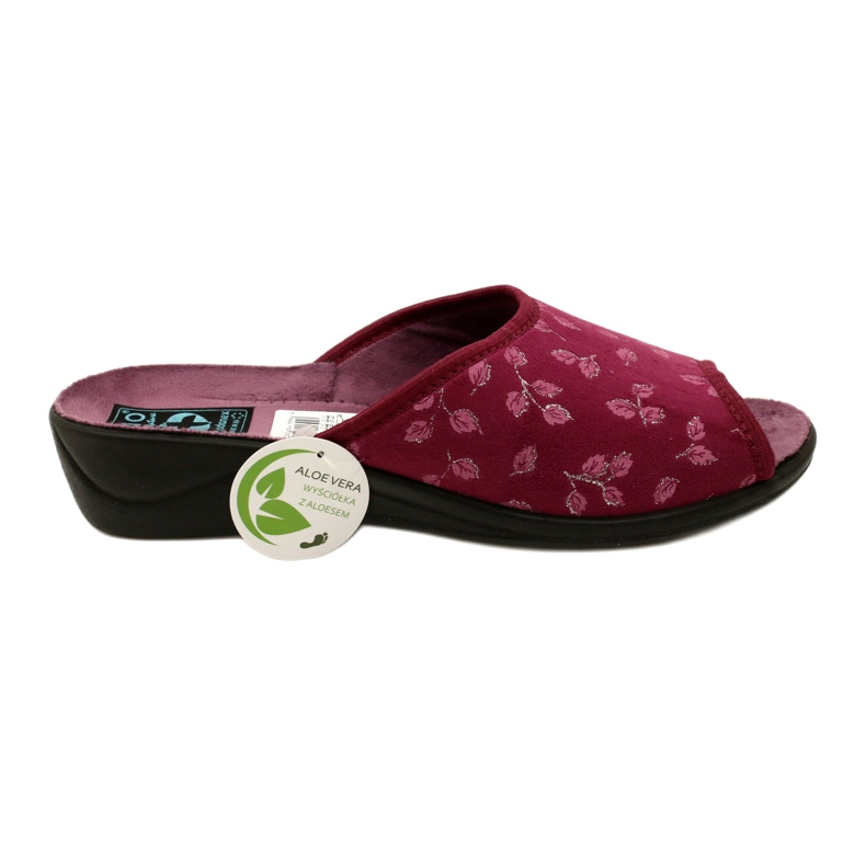 Chaussons velours bordeaux Adanex 28271 Aloe Vera rouge 5