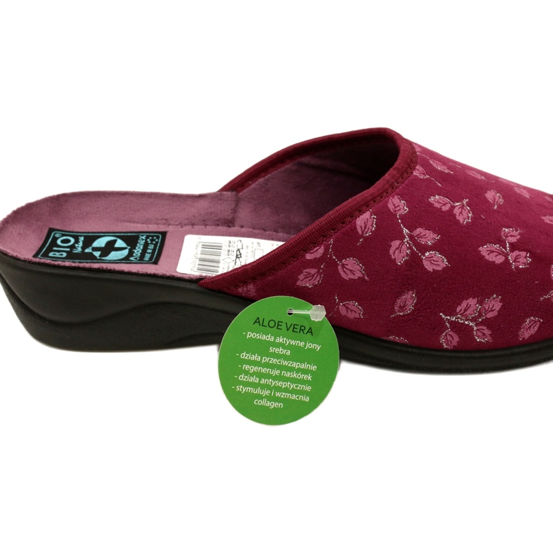 Chaussons velours bordeaux Adanex 28271 Aloe Vera rouge 6