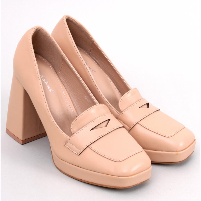 Mocassins à talon Entee Nude beige 1