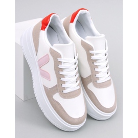 Baskets femme Pyles BLANC/ROSE blanche 1