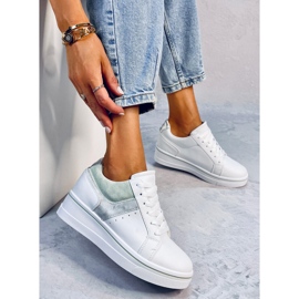 Baskets compensées vertes Tobey blanche 2