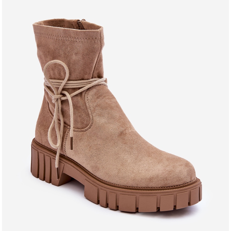 Bottines en Daim pour Femme Beige Lineanor 1