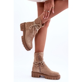 Bottines en Daim pour Femme Beige Lineanor 4