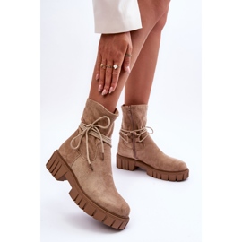 Bottines en Daim pour Femme Beige Lineanor 3