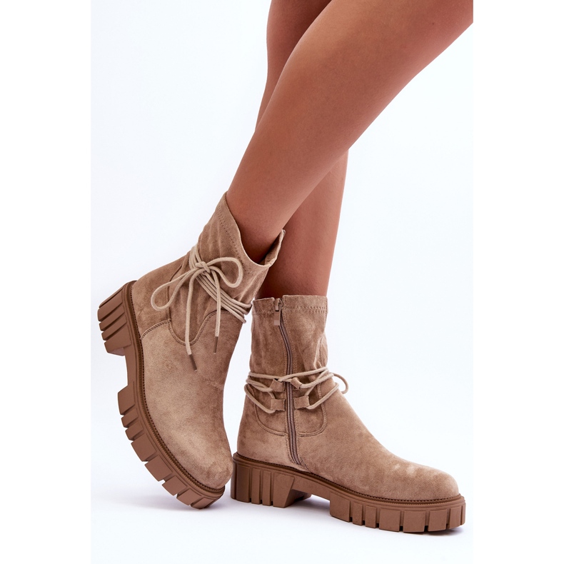 Bottines en Daim pour Femme Beige Lineanor 2