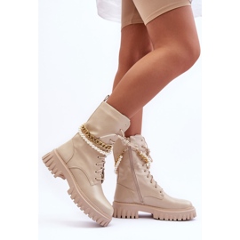 Travailleurs de grande taille en cuir avec chaîne Beige Nameer 2 Travailleurs de grande taille en cuir avec chaîne Beige Nameer 2