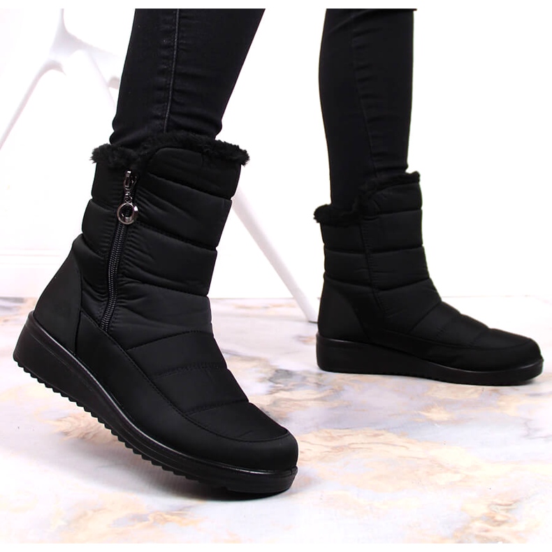 News Bottes de neige isolées 5065 avec fermeture éclair pour femmes, noir NOUVELLES 3