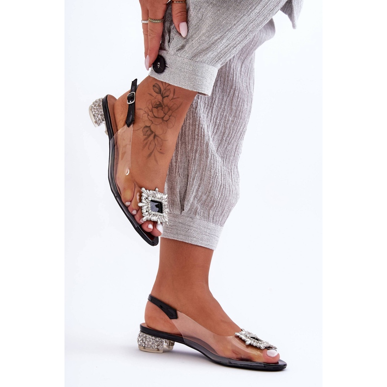 Sandales Transparentes avec Ornements Noir S.Barski MR1037-05 1