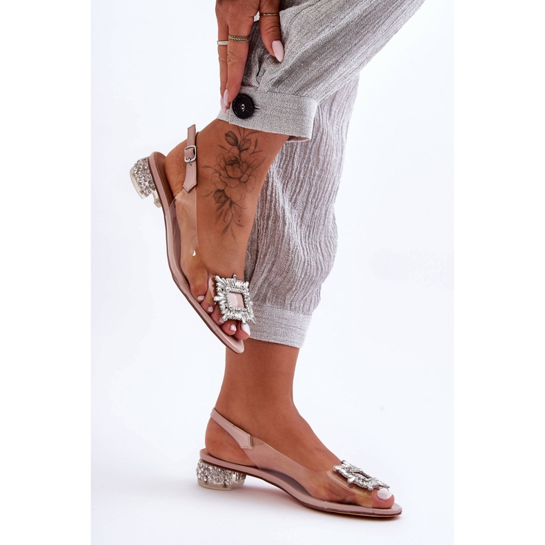 Sandales transparentes avec ornements roses S.Barski MR1037-05 2