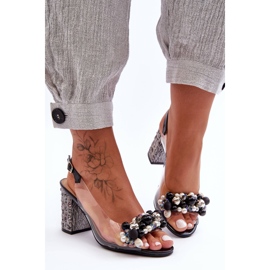 Sandales à talons noires élégantes transparentes S.Barski MR1037-17 2