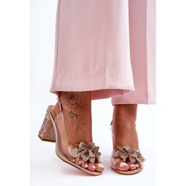 Sandales élégantes décorées or rose transparent S.Barski MR1037-18 1 Sandales élégantes décorées or rose transparent S.Barski MR1037-18 1