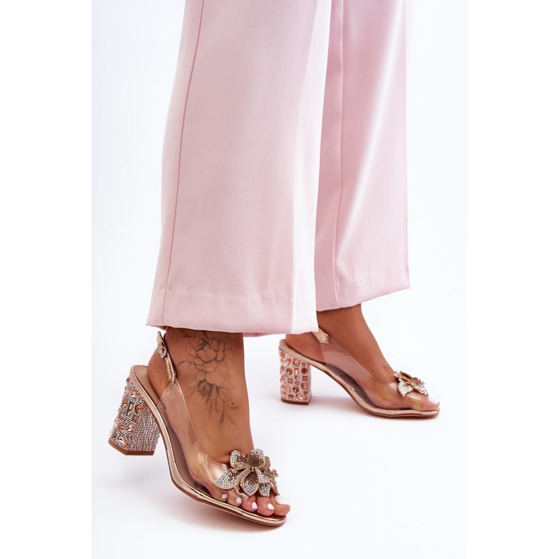 Sandales élégantes décorées or rose transparent S.Barski MR1037-18 2 Sandales élégantes décorées or rose transparent S.Barski MR1037-18 2
