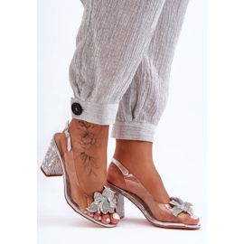 Sandales élégantes décorées argent transparent S.Barski MR1037-18 1