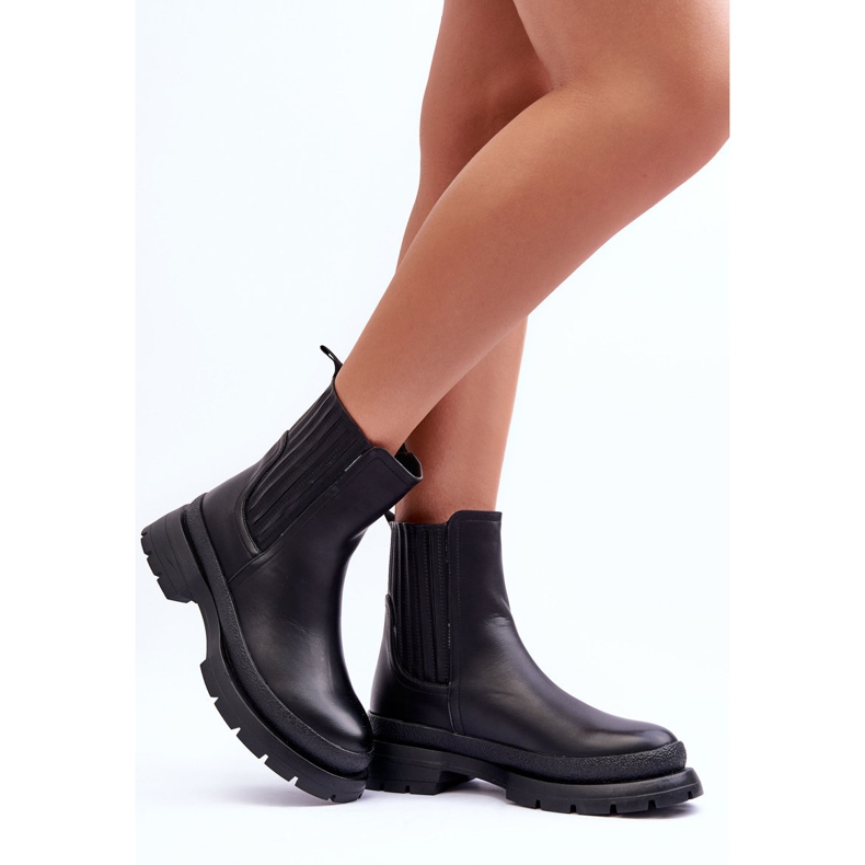 Bottines en cuir épaisses Bottines Chelsea Black Rosan noir 2