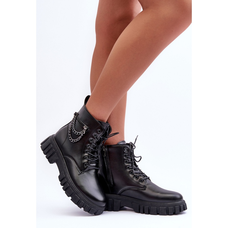 Bottes de travail élégantes sur la plate-forme noire Amro le noir 2