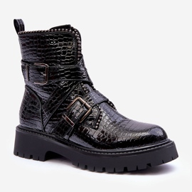 Bottes Femme Serpent À Rayures Noir Leora 1