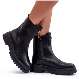 Bottes zippées en cuir pour femmes Noir Chlorike le noir 7