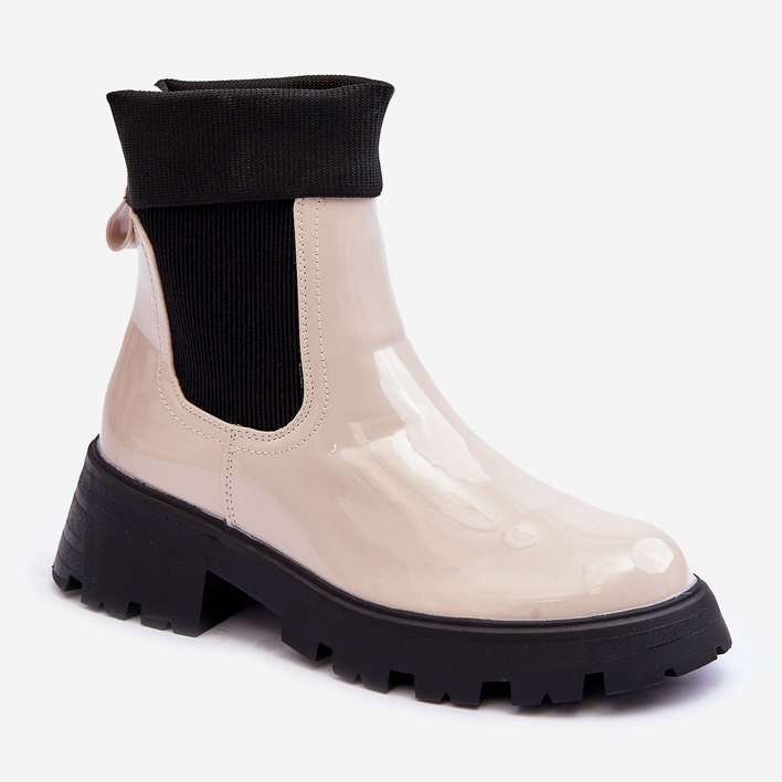 Bottines Jodhpur Laquées Femme Beige Pavo 1