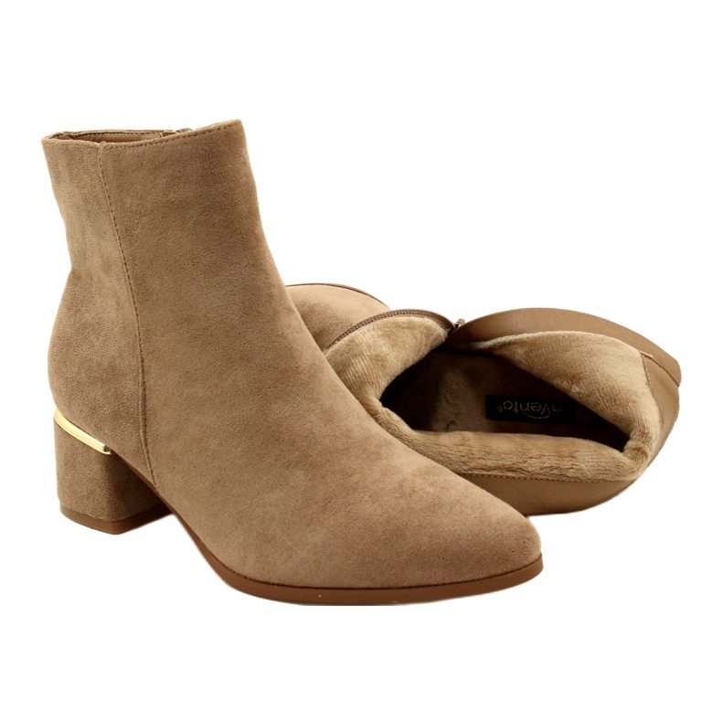 Evento Bottines en Daim avec décoration dorée, Beige 23BT35-6420 4