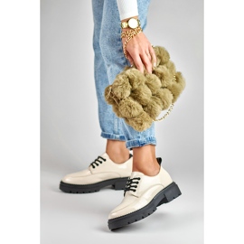 La.Fi Chaussures à lacets laquées beiges 2