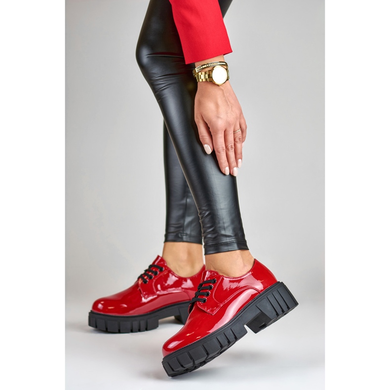 La.Fi Chaussures à lacets rouges laquées 2