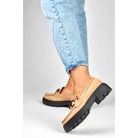 La.Fi Mocassins beiges sur plateforme en daim 4
