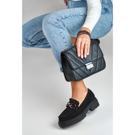 La.Fi Mocassins noirs sur plateforme en daim le noir 4