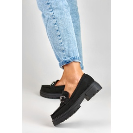 La.Fi Mocassins noirs sur plateforme en daim le noir 3