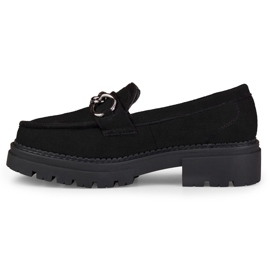 La.Fi Mocassins noirs sur plateforme en daim le noir 5