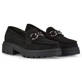 La.Fi Mocassins noirs sur plateforme en daim le noir 6