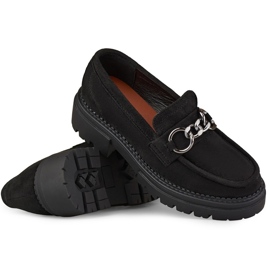 La.Fi Mocassins noirs sur plateforme en daim le noir 7